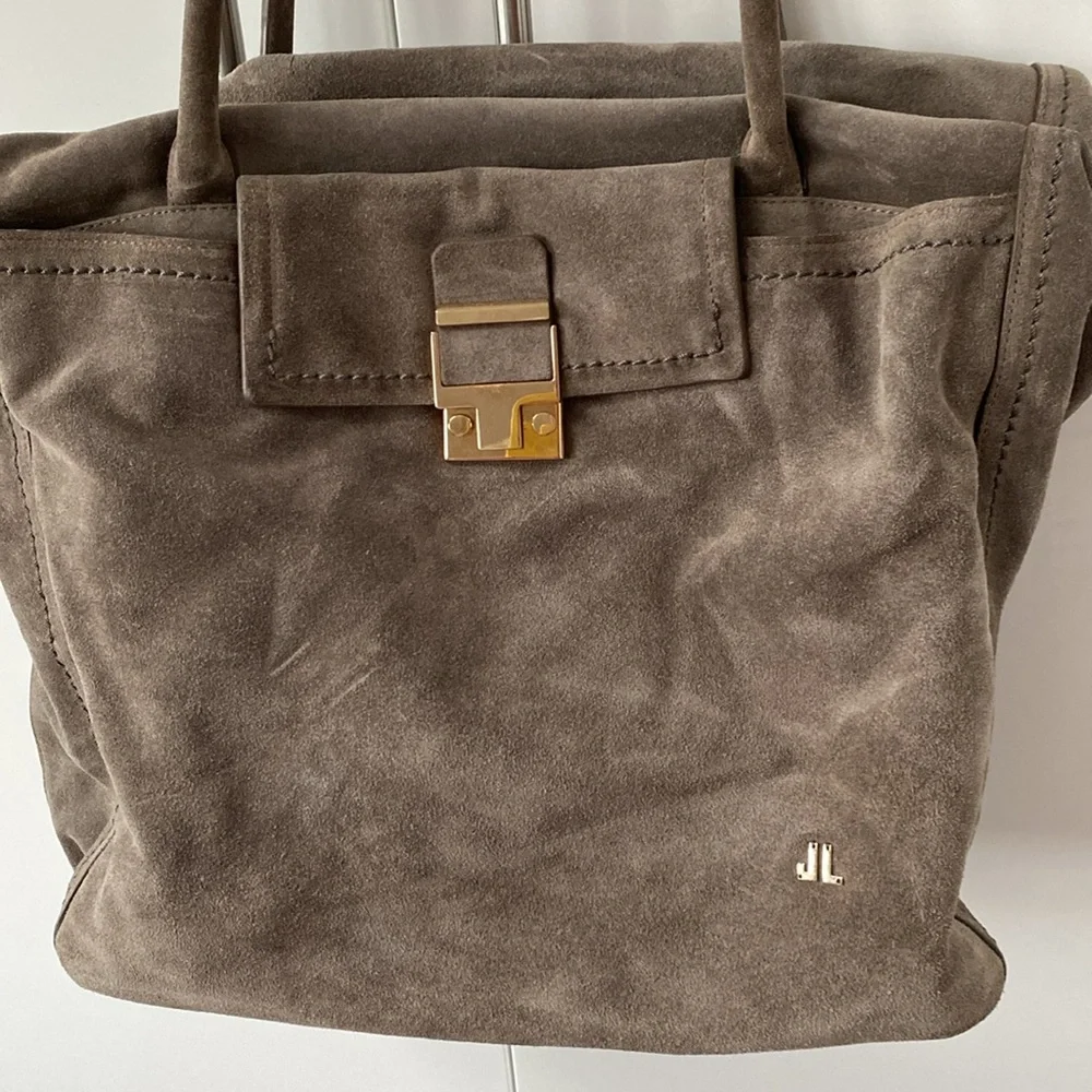 Lanvin grey suede crossbody shoulder bag - Picture 3 of 16